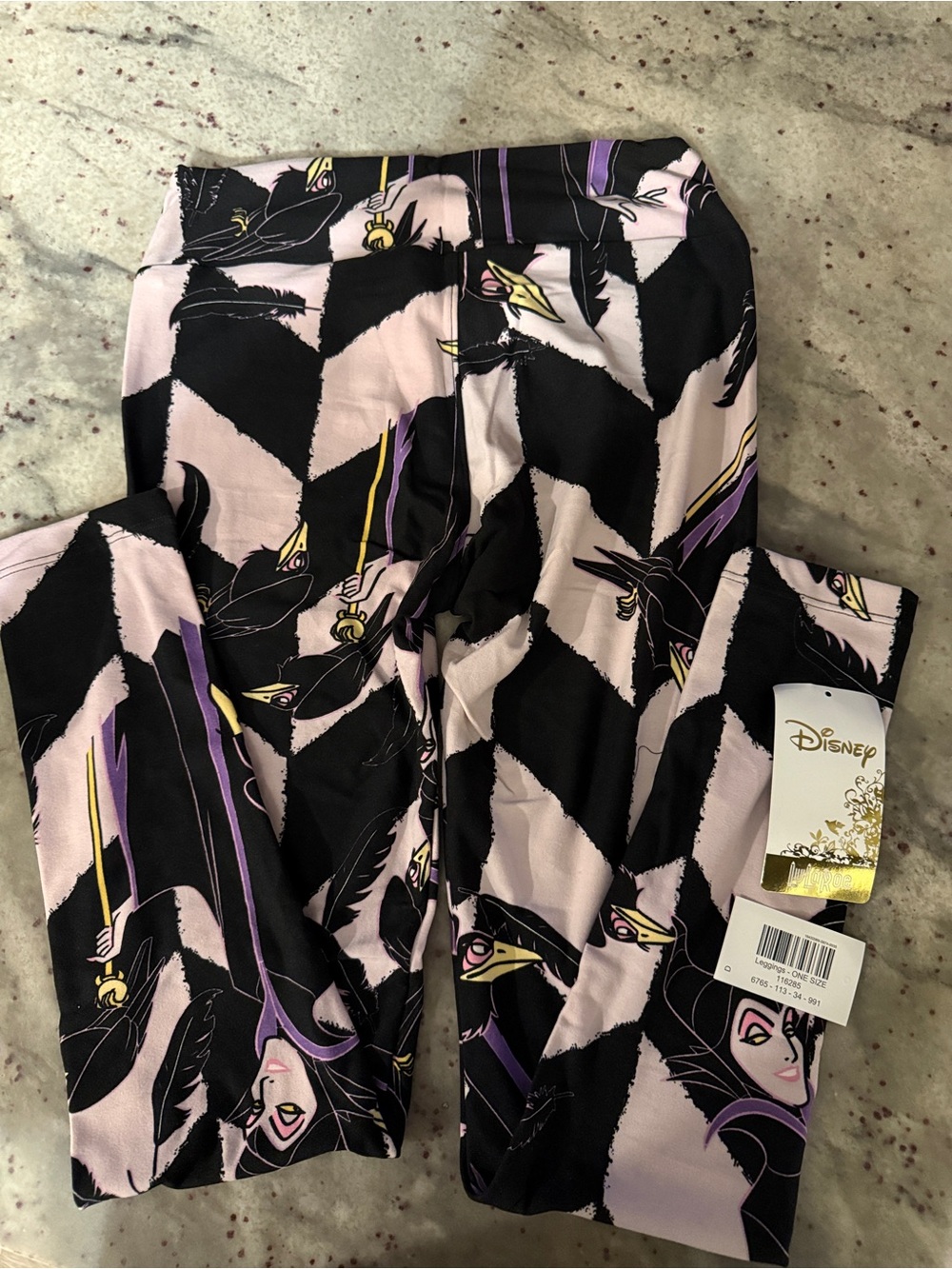 Lularoe Disney Purple & Black Maleficent Graphic Leggings OS NEW Limited design